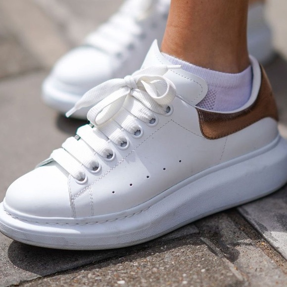alexander mcqueen white & rose gold oversized sneakers